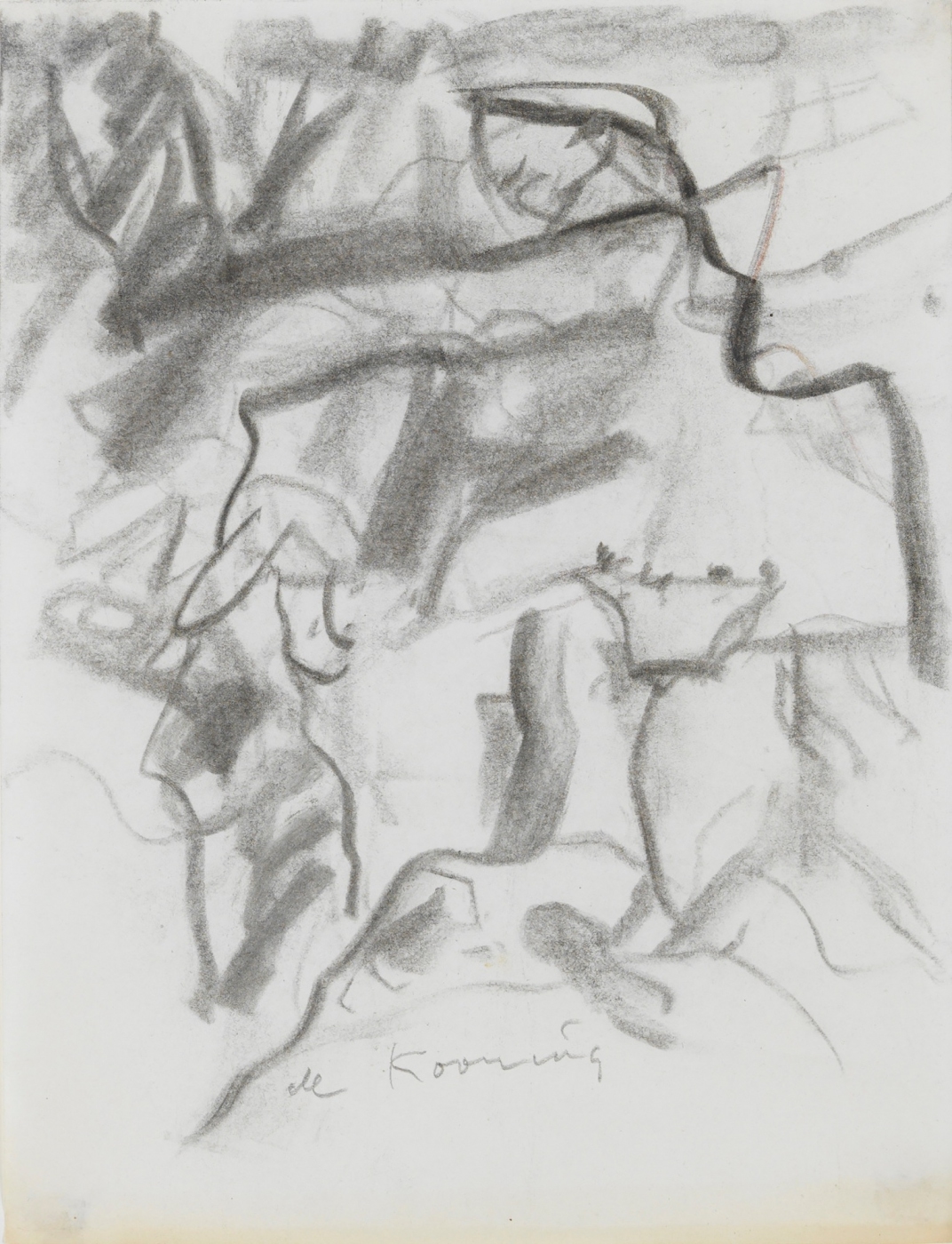 Willem de Kooning, Untitled (Standing Figure), c. 1968-1970, charcoal on paper, 11 × 8 1/2 inches; 27.8 × 21.5 cm
