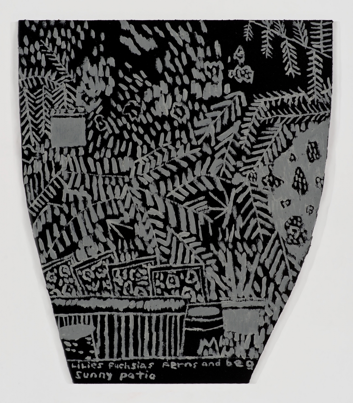Jonas Wood, Sunny Patio Pot, 2014,
oil and acrylic on cardboard, 14 1/4 × 12 1/2 inches