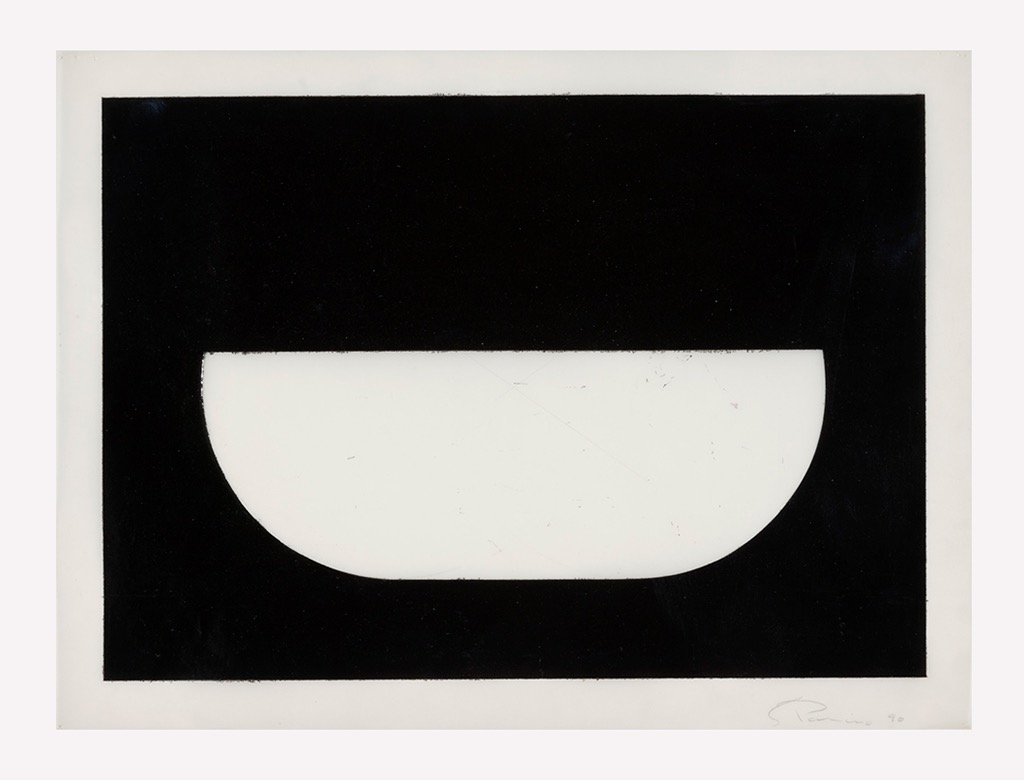 Steven Parrino,
Untitled, 1990,
enamel on vellum,
14 × 19 inches