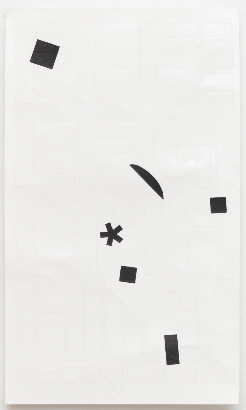 Paperwork (..*.-), 2012,
Chartpak vinyl stickers on paper 10 × 6 inches
