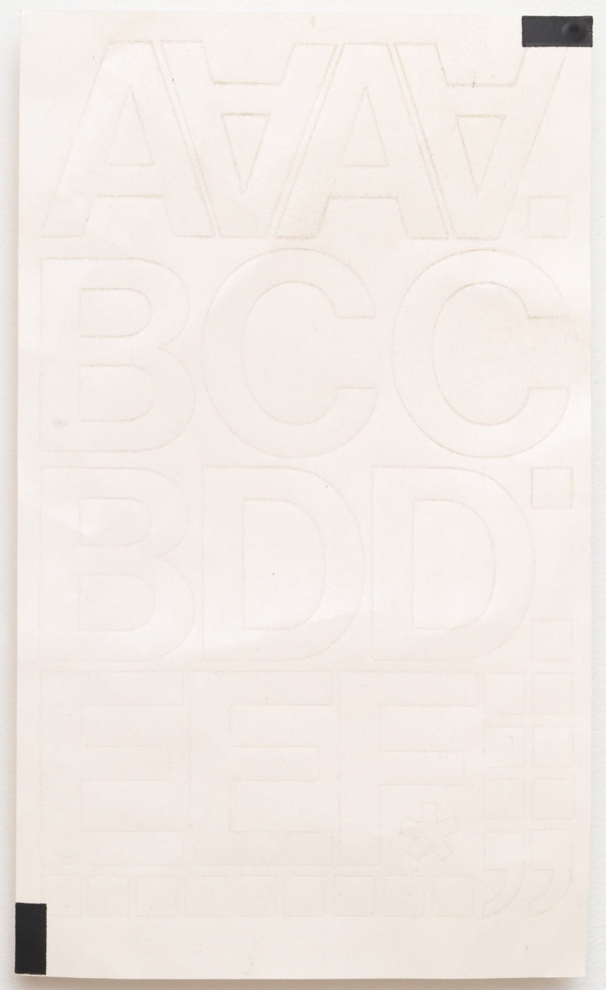Paperwork (--), 2012,
Chartpak vinyl stickers on paper, 10 × 6 inches