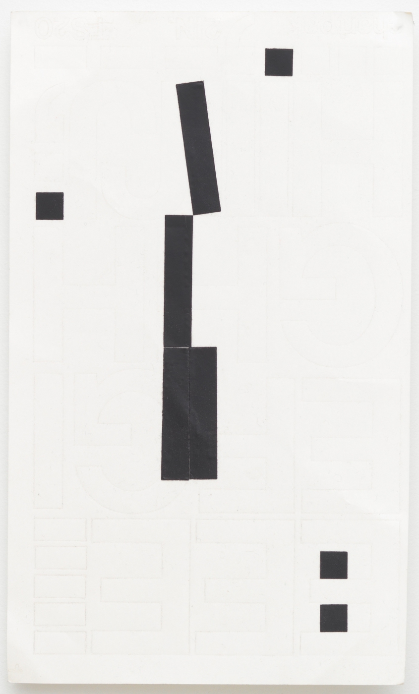 Paperwork (.I.III..), 2012, Chartpak vinyl stickers on paper, 10 × 6 inches