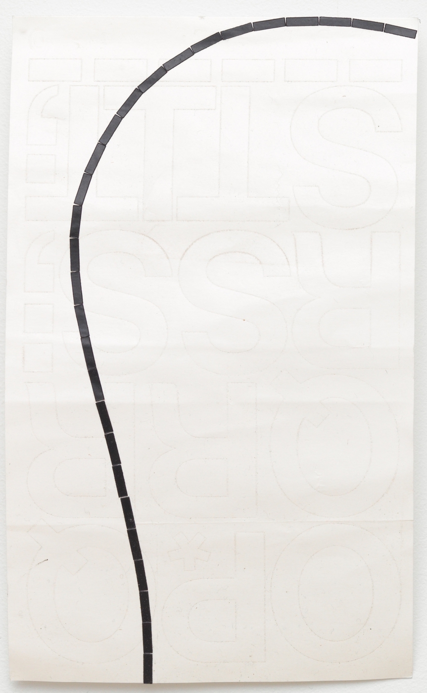 Paperwork (----------------------------), 2012, Chartpak vinyl stickers on paper,
10 × 6 inches