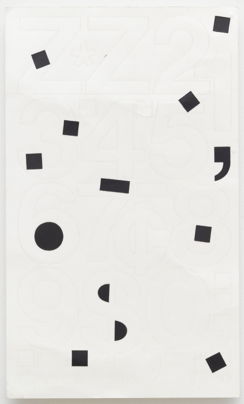 Paperwork (........--,), 2012, Chartpak vinyl stickers on paper, 10 × 6 inches