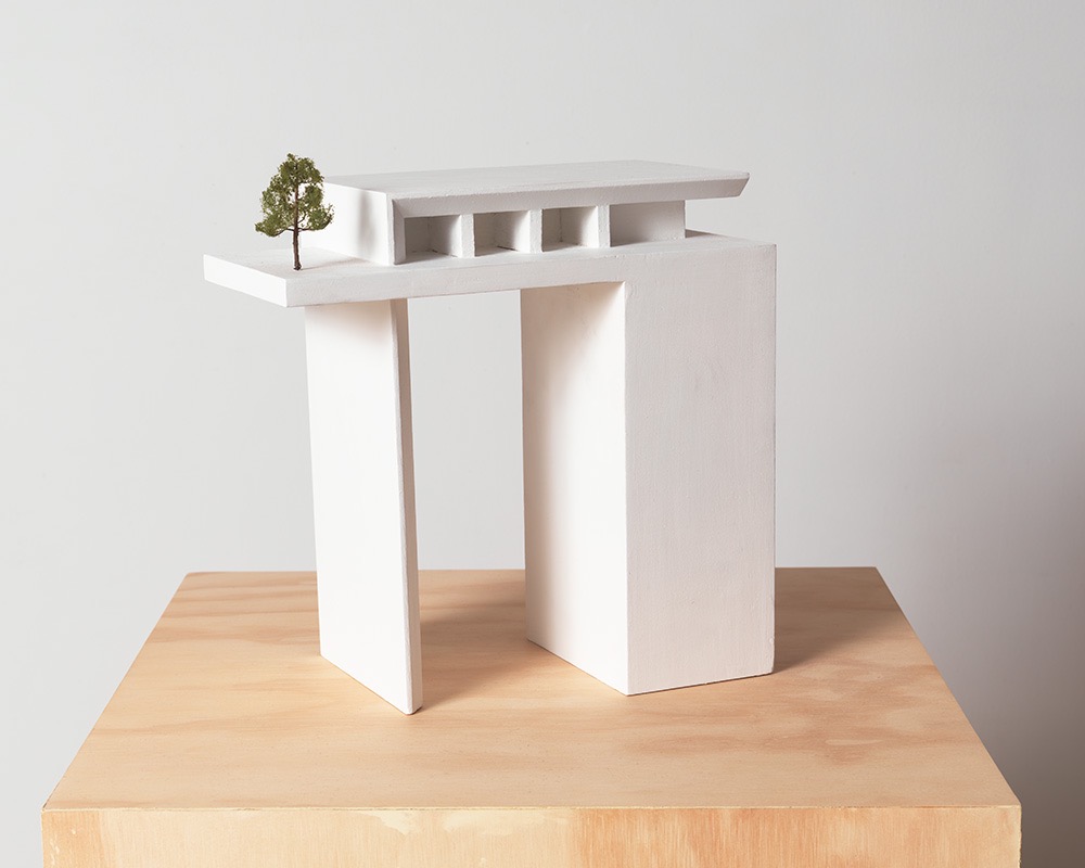 Chase desk w/ promenade, 2012,
acrylic on wood, model tree, 16 × 16 × 42 inches