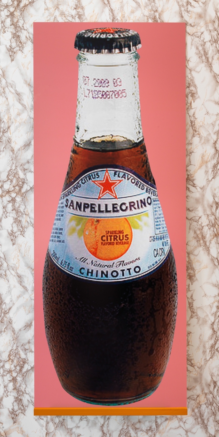 Untitled, 2012,
inkjet print mounted on Dibond with enamel on wood shelf,
60 × 23 1/2 inches