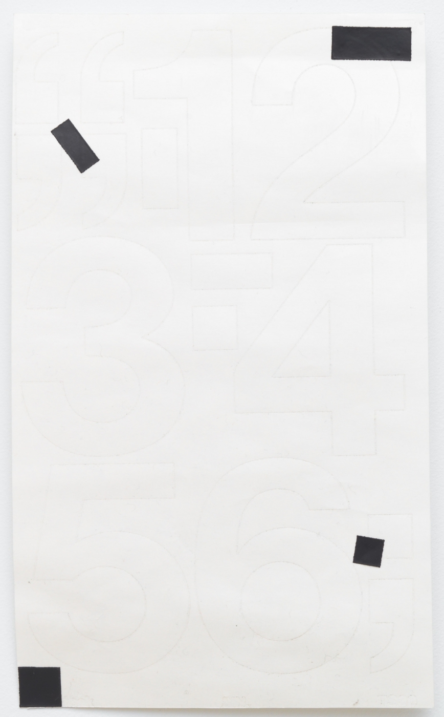 Paperwork (--...), 2012,
Chartpak vinyl stickers on paper, 10 × 6 inches