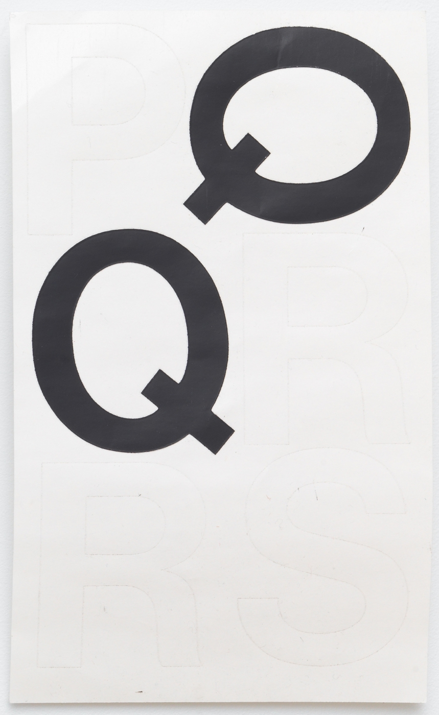 Paperwork (QQ), 2012,
Chartpak vinyl stickers on paper, 10 × 6 inches