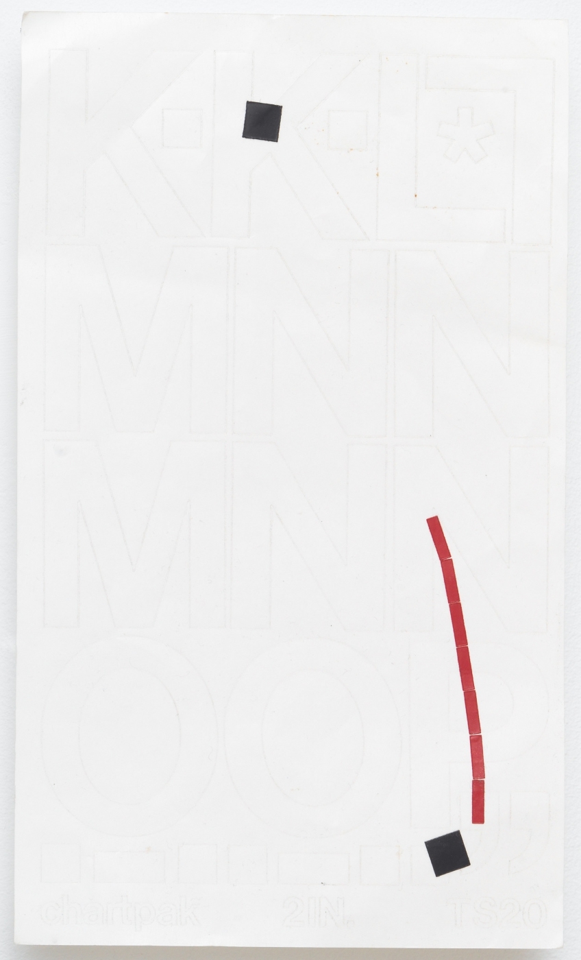 Paperwork (.-------.), 2012, Chartpak vinyl stickers on paper, 10 × 6 inches