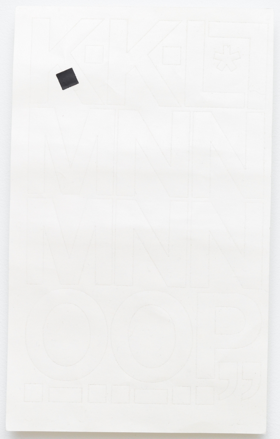 Paperwork (.), 2012,
Chartpak vinyl stickers on paper, 10 × 6 inches