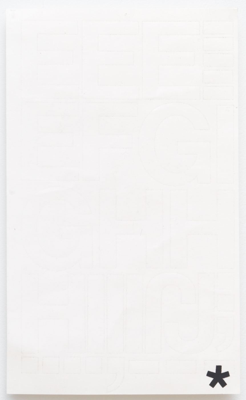 Paperwork (*), 2012,
Chartpak vinyl stickers on paper, 10 × 6 inches