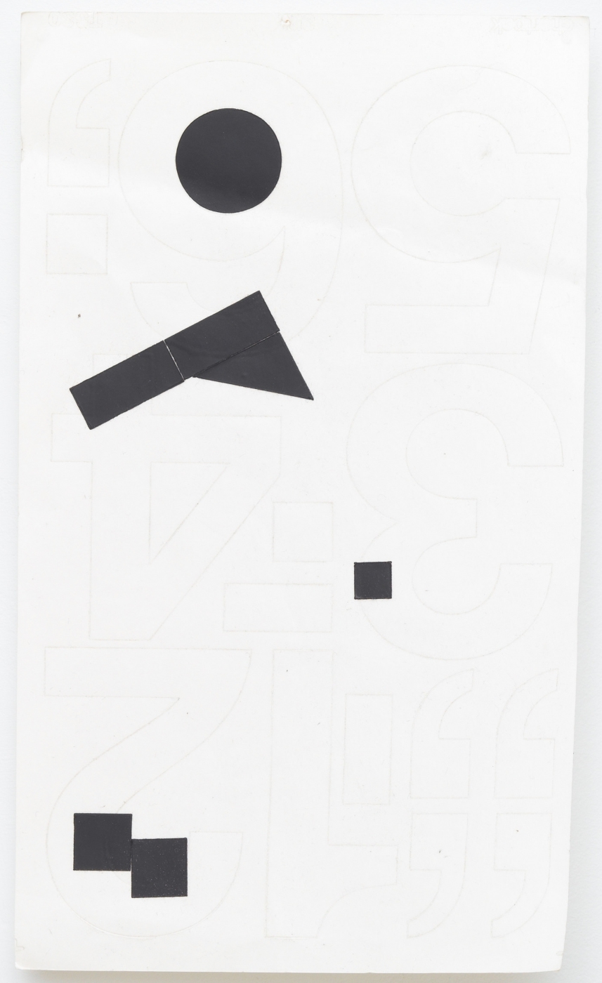 Paperwork (•--...), 2012,
Chartpak vinyl stickers on paper, 10 × 6 inches