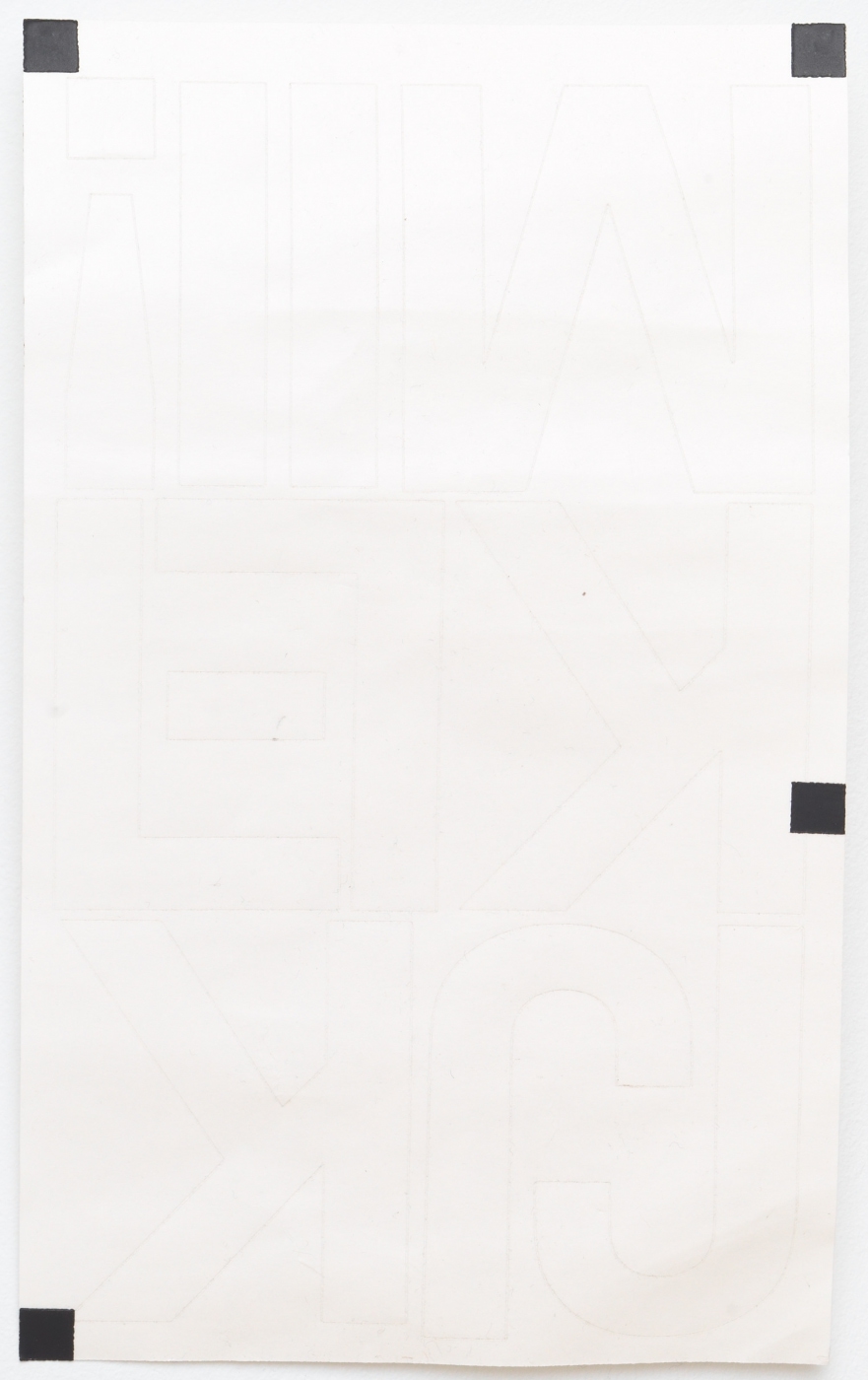 Paperwork (....), 2012,
Chartpak vinyl stickers on paper, 10 × 6 inches