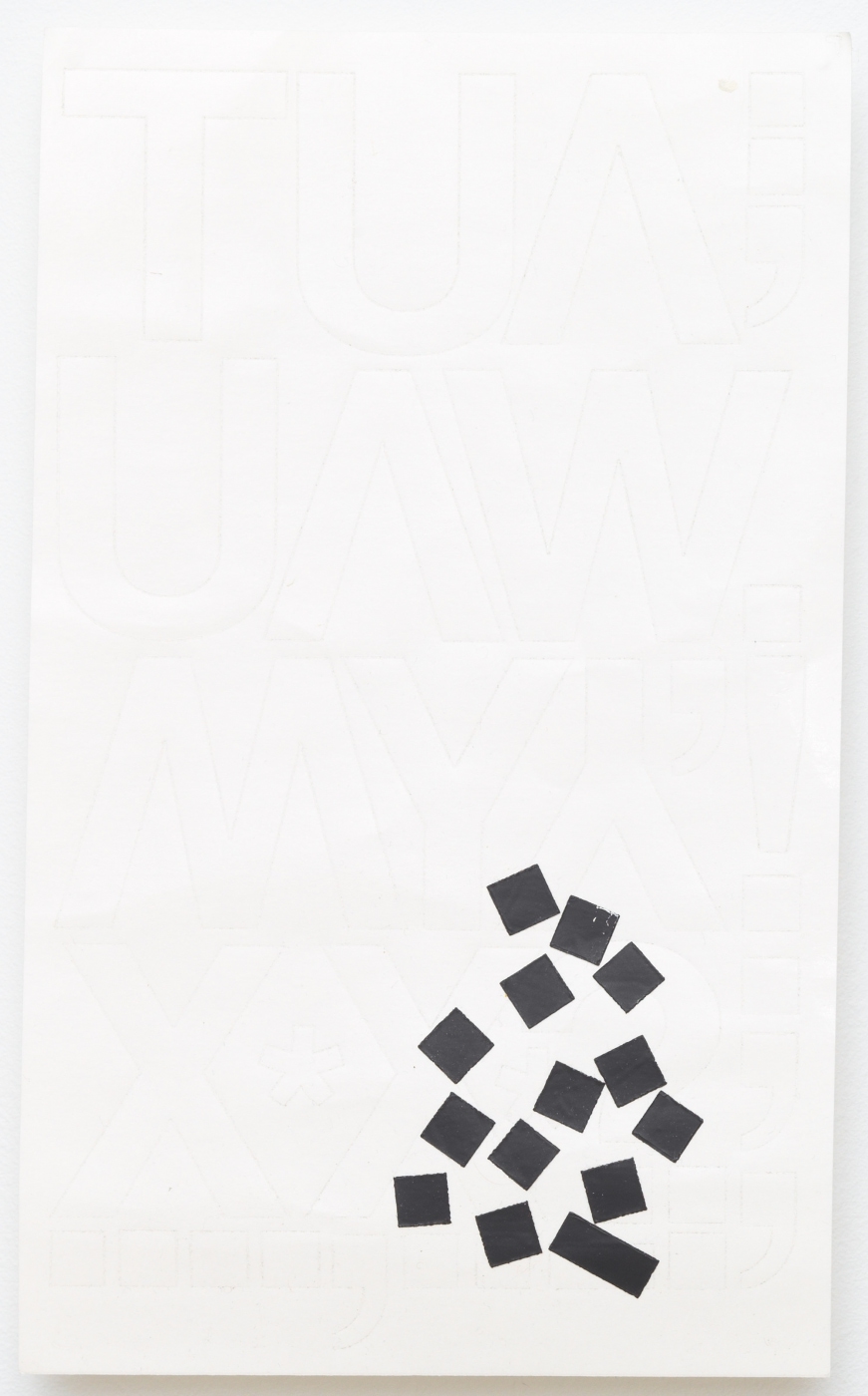 Paperwork (.............-), 2012, Chartpak vinyl stickers on paper, 10 × 6 inches