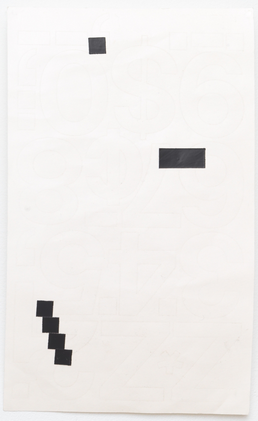 Paperwork (.-....), 2012, Chartpak vinyl stickers on paper, 10 × 6 inches