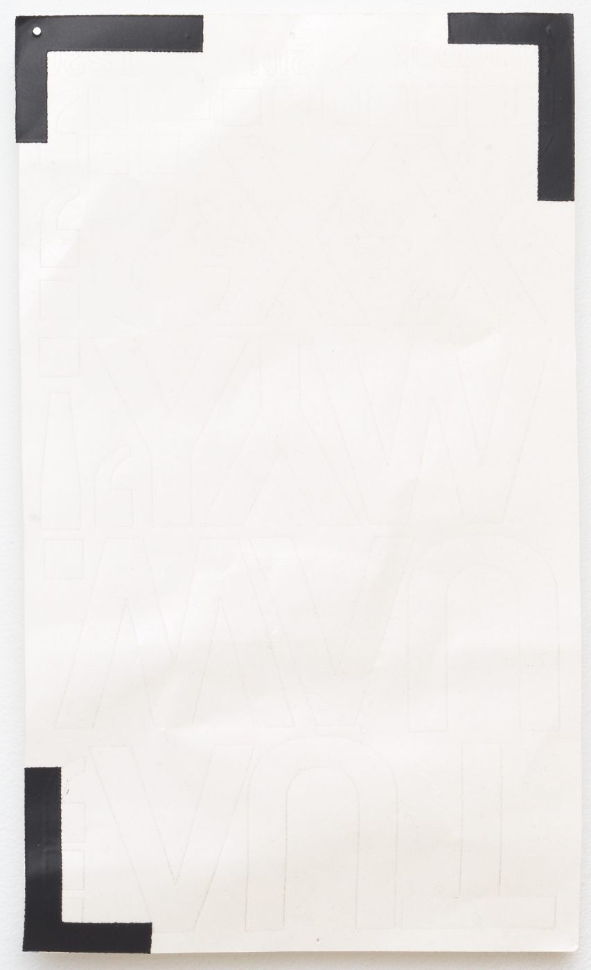 Paperwork (LLL), 2012,
Chartpak vinyl stickers on paper, 10 × 6 inches