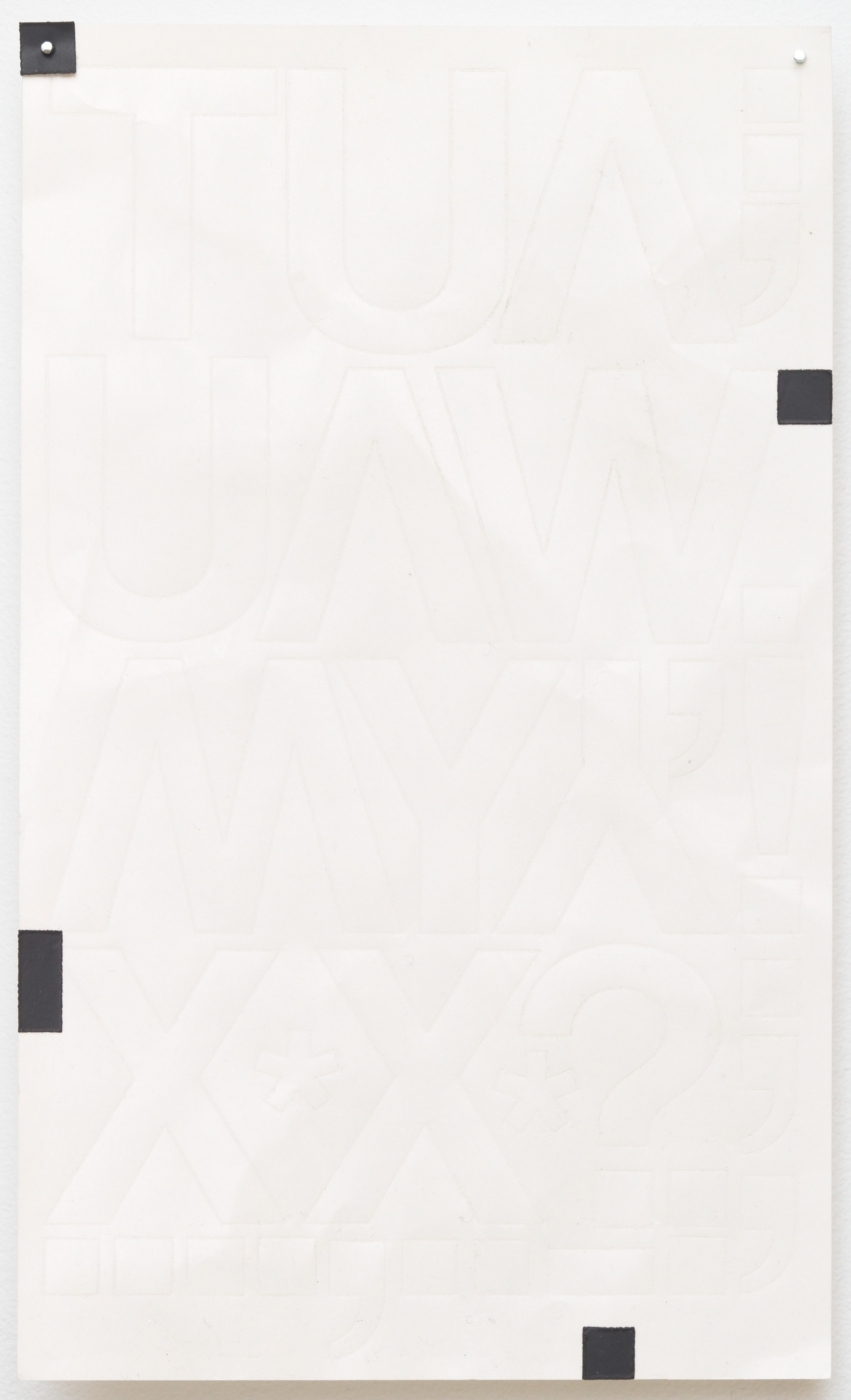Paperwork (.--..), 2012,
Chartpak vinyl stickers on paper, 10 × 6 inches