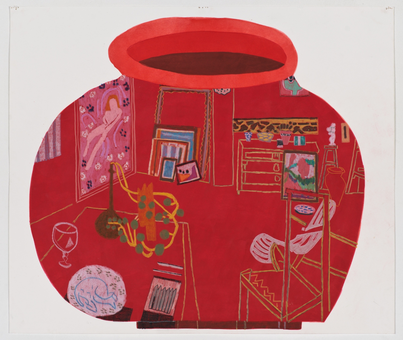 Matisse Pot 1, 2014, gouache and colored pencil on paper, 17 x 20 inches