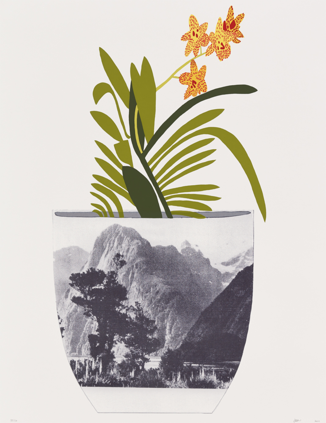 Untitled, 2014, lithograph and 9-color screen print on white Coventry rag paper, 48 x 37 inches