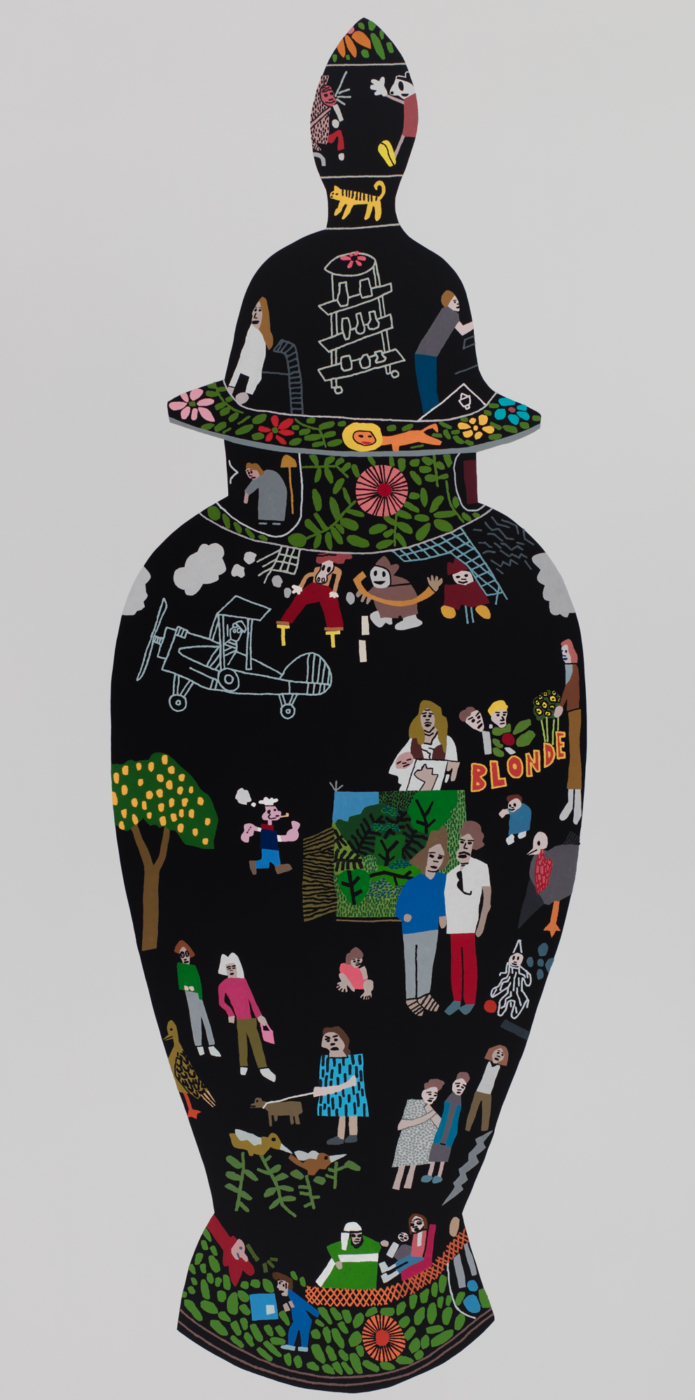Large Black Frimkess Pot, 2018, oil and acrylic on canvas, 120 x 60 inches
