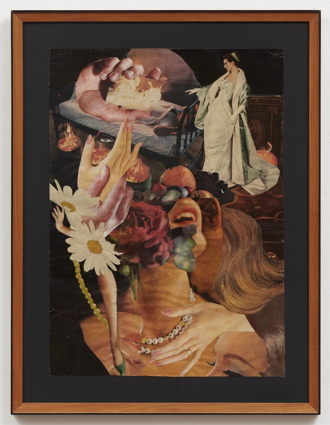 Flaming Mirror,
1973,
paper collage,
20 × 14 1/2 inches; 23 3/4 × 17 5/8 framed