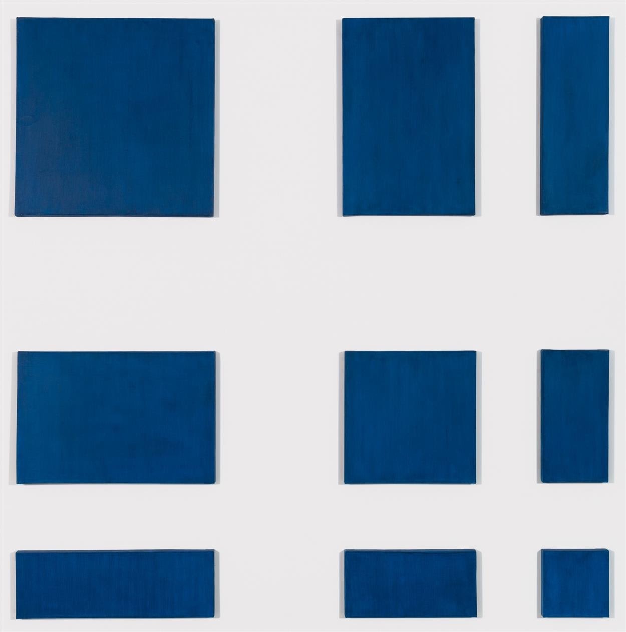 no title (colbalt blue),
oil on canvas, 9 parts;
90 × 90 inches overall