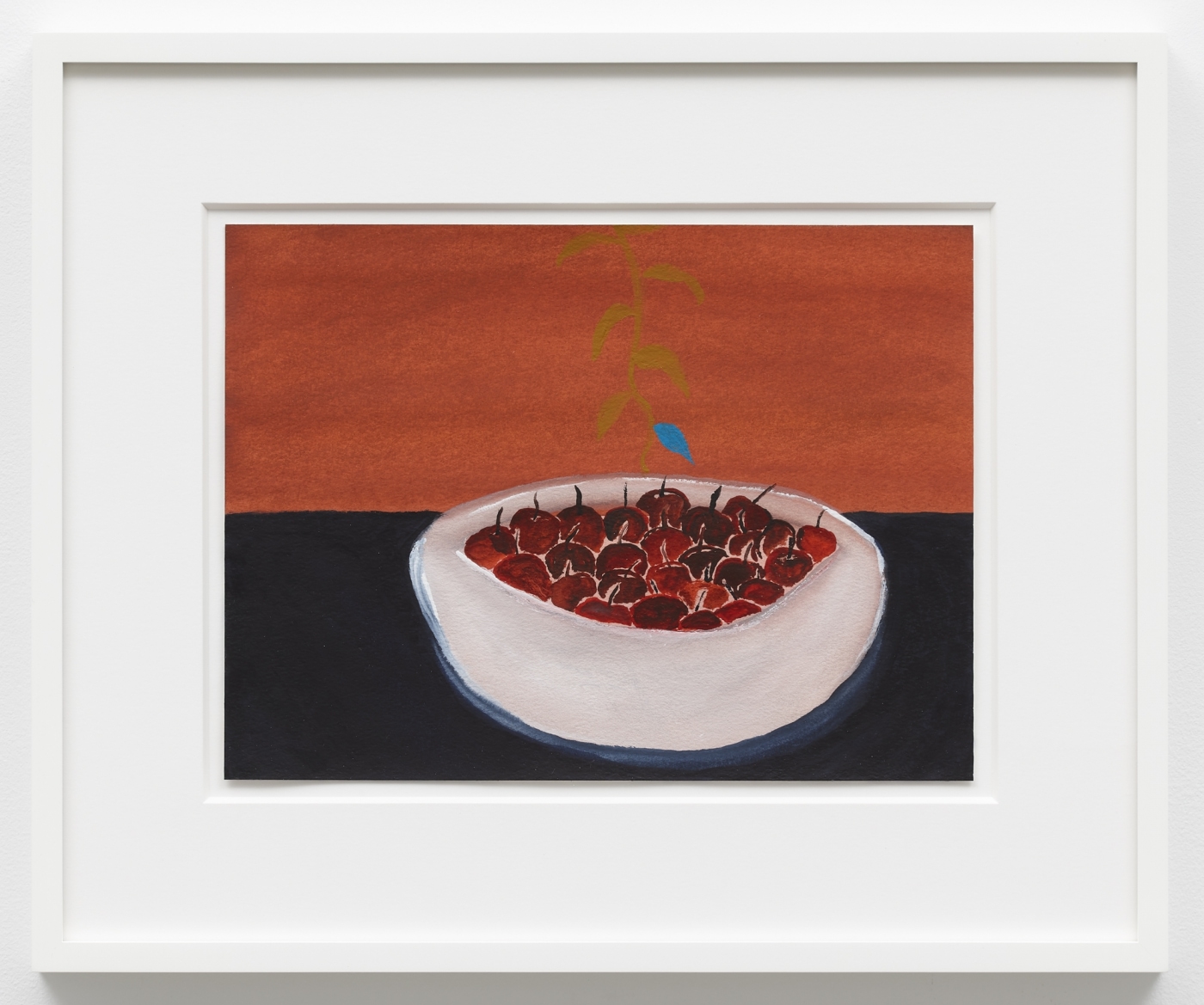 Bowl of Cherries, 2017,
watercolor on paper,
9 × 12 1/8 inches (unframed); 15 1/2 × 18 5/8 inches (framed)