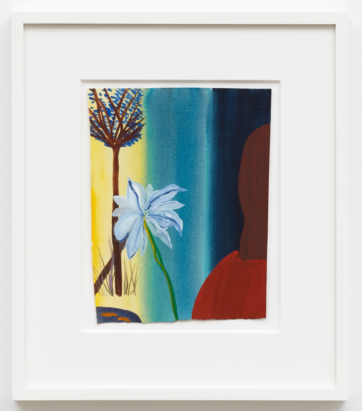 Untitled, 2018,
watercolor on paper,
15 3/4 × 13 1/2 inches (framed)