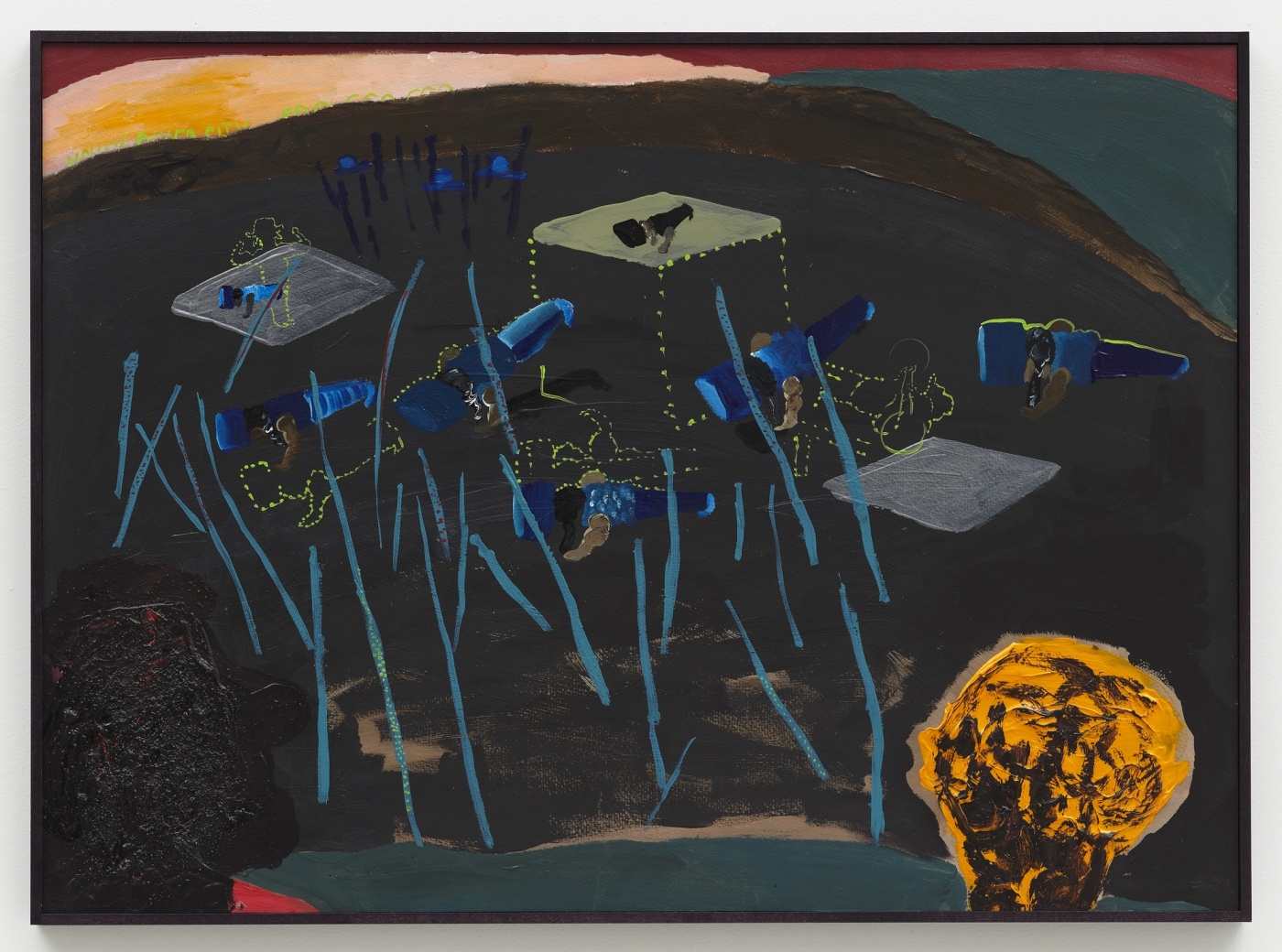 Reunion island, 2017,
acrylic and flashe on paper mounted to panel,
21 5/8 × 29 3/4 inches