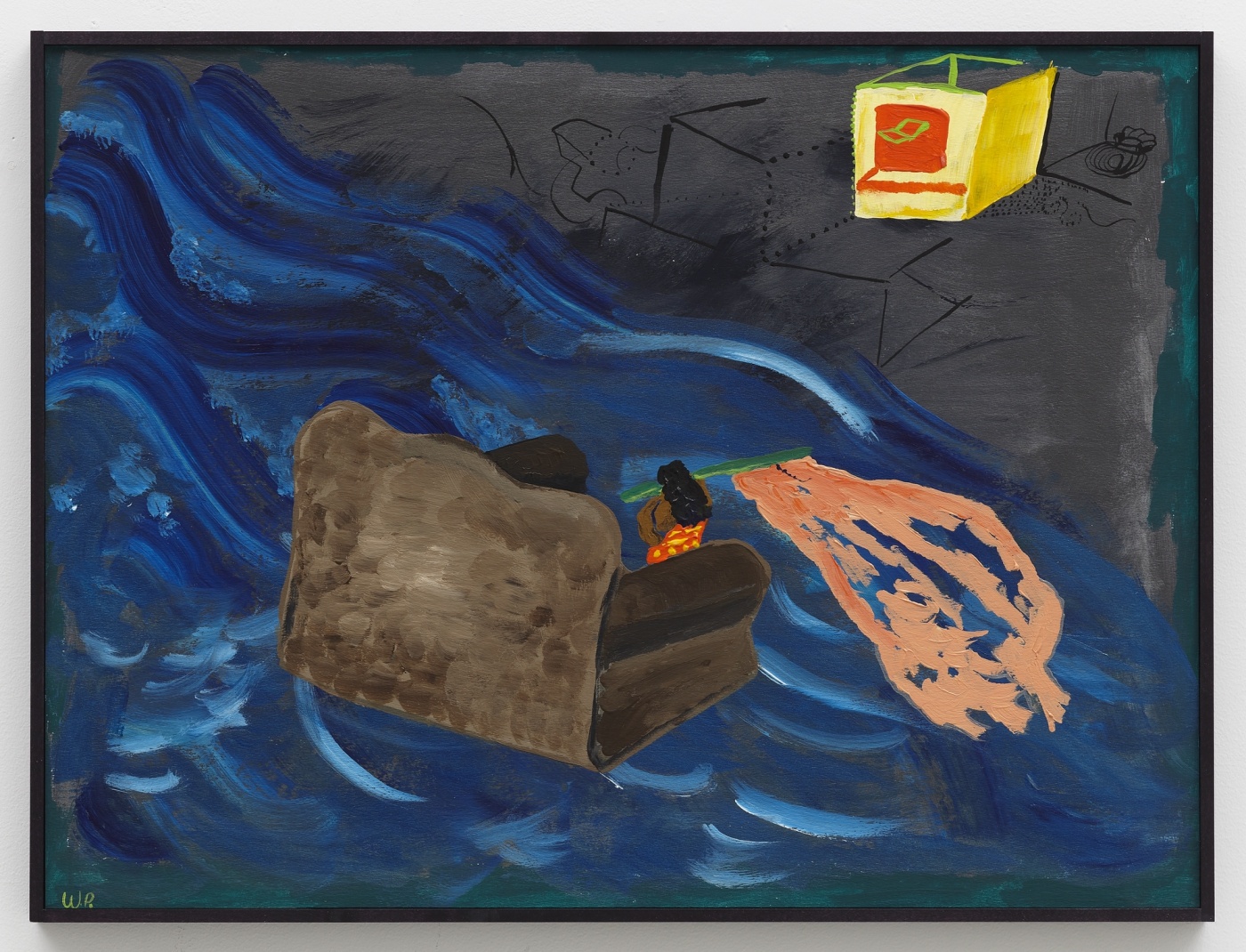 Black flower, 2017,
acrylic and screenprint ink on paper mounted to panel,
17 3/4 × 23 3/4 inches