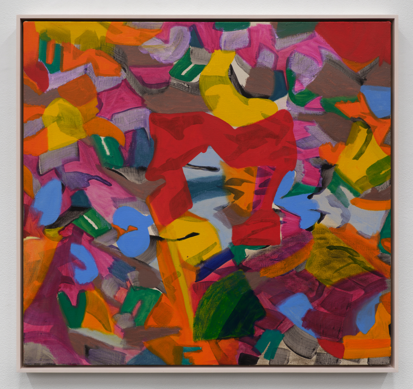 sublimely unempathetic, 2025. Oil and acrylic on linen, 28 x 30 in. (71.12 x 76.20 cm), 29 1/8 x 31 1/8 in. (73.99 x 79.07 cm) framed