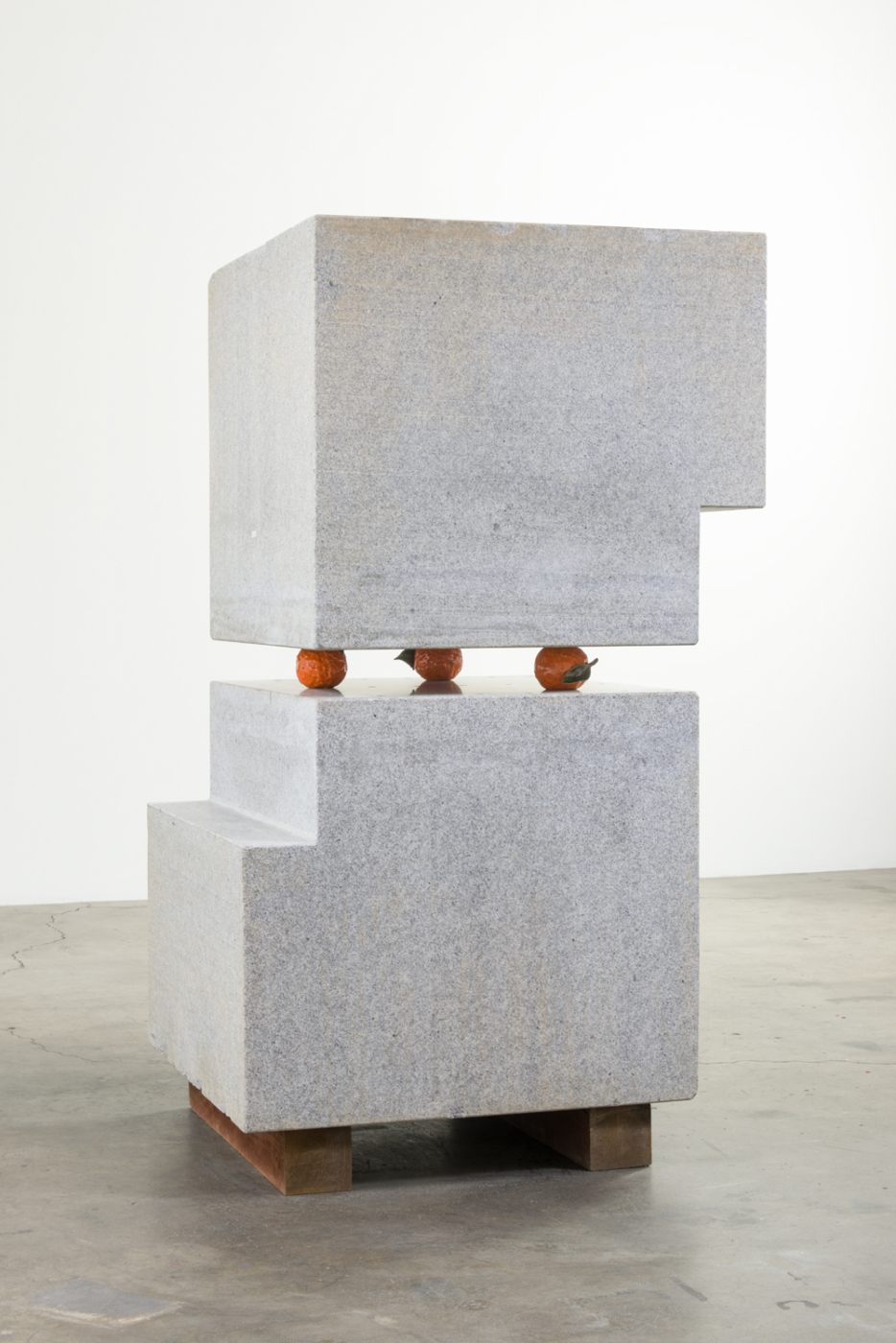 Between Two Bodies, 2017, granite, glazed ceramic, steel, 82 1/2 x 41 1/2 x 47 1/2 inches; 208.2 × 104.1 × 119.3 cm