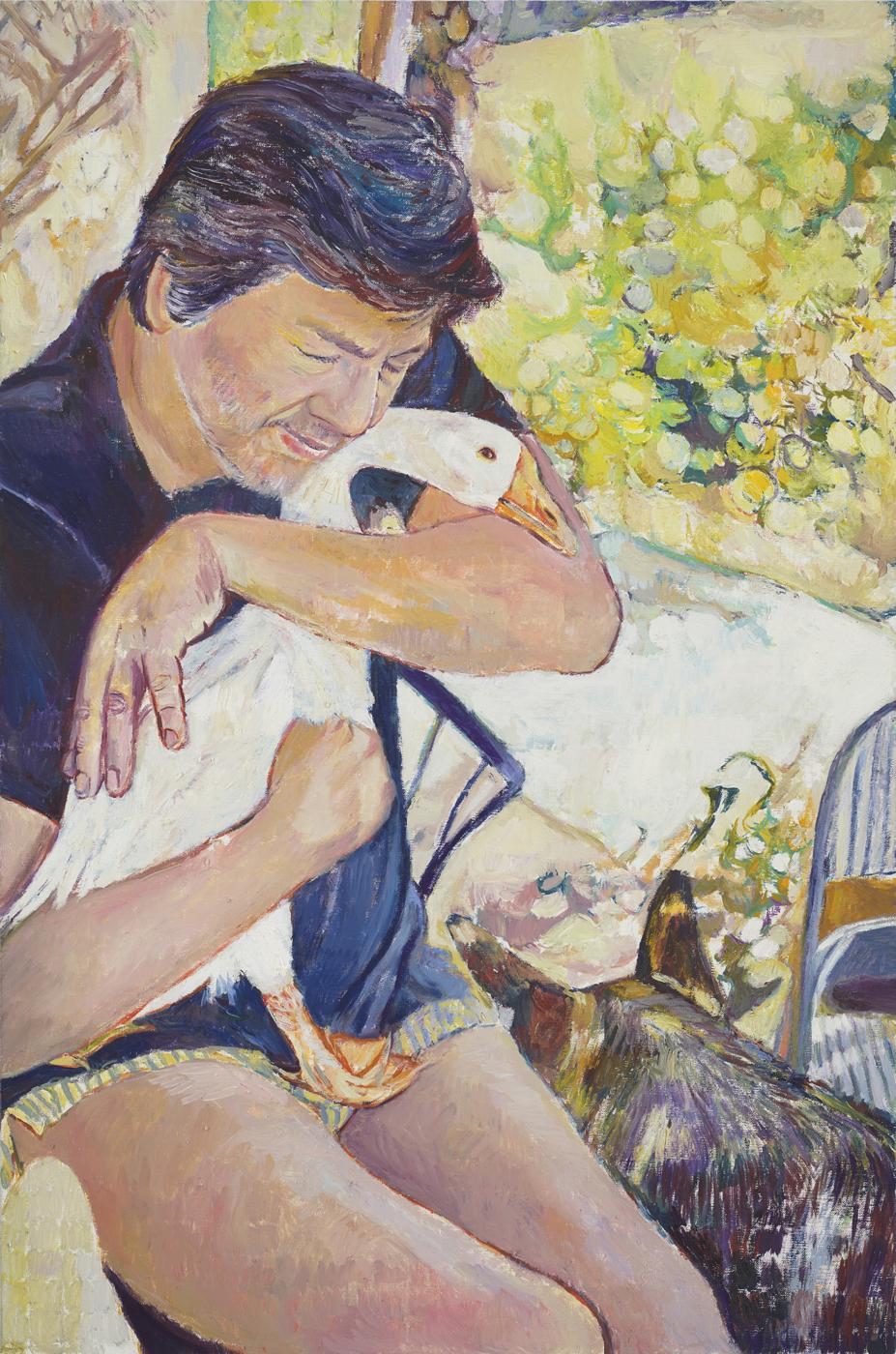 My Husband Andrew and Goldie our Goose, 2017,
oil on linen,
30 x 20 inches