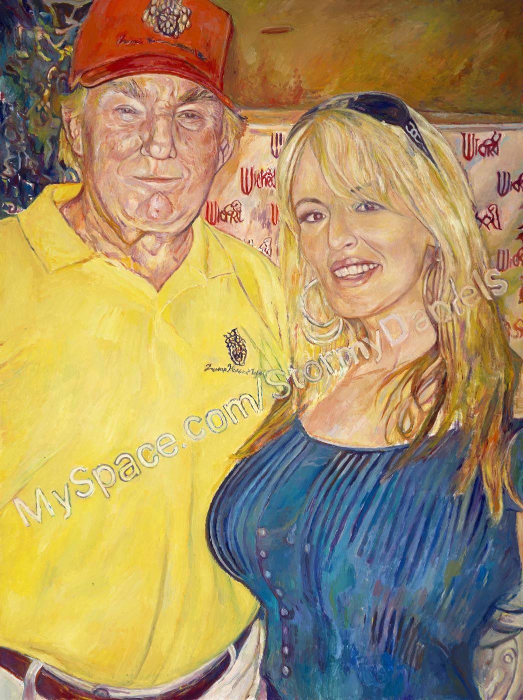 Trump & Stormy, 2018,
oil on linen,
54 x 40 inches