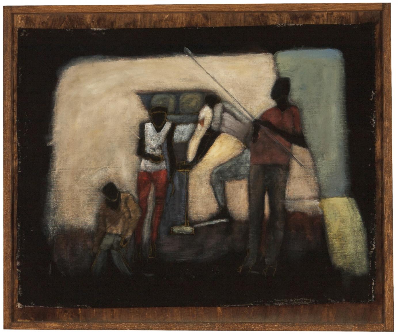 In Retrospect: Depth of Field, 2020, acrylic, oil and pastel on linen, 28 x 33 1/2 inches