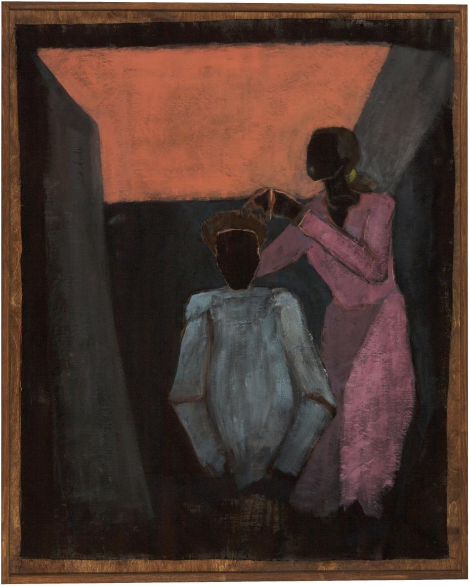In Retrospect: Melbraid, 2020, acrylic and pastel on linen, 53-1/2 x 43 inches