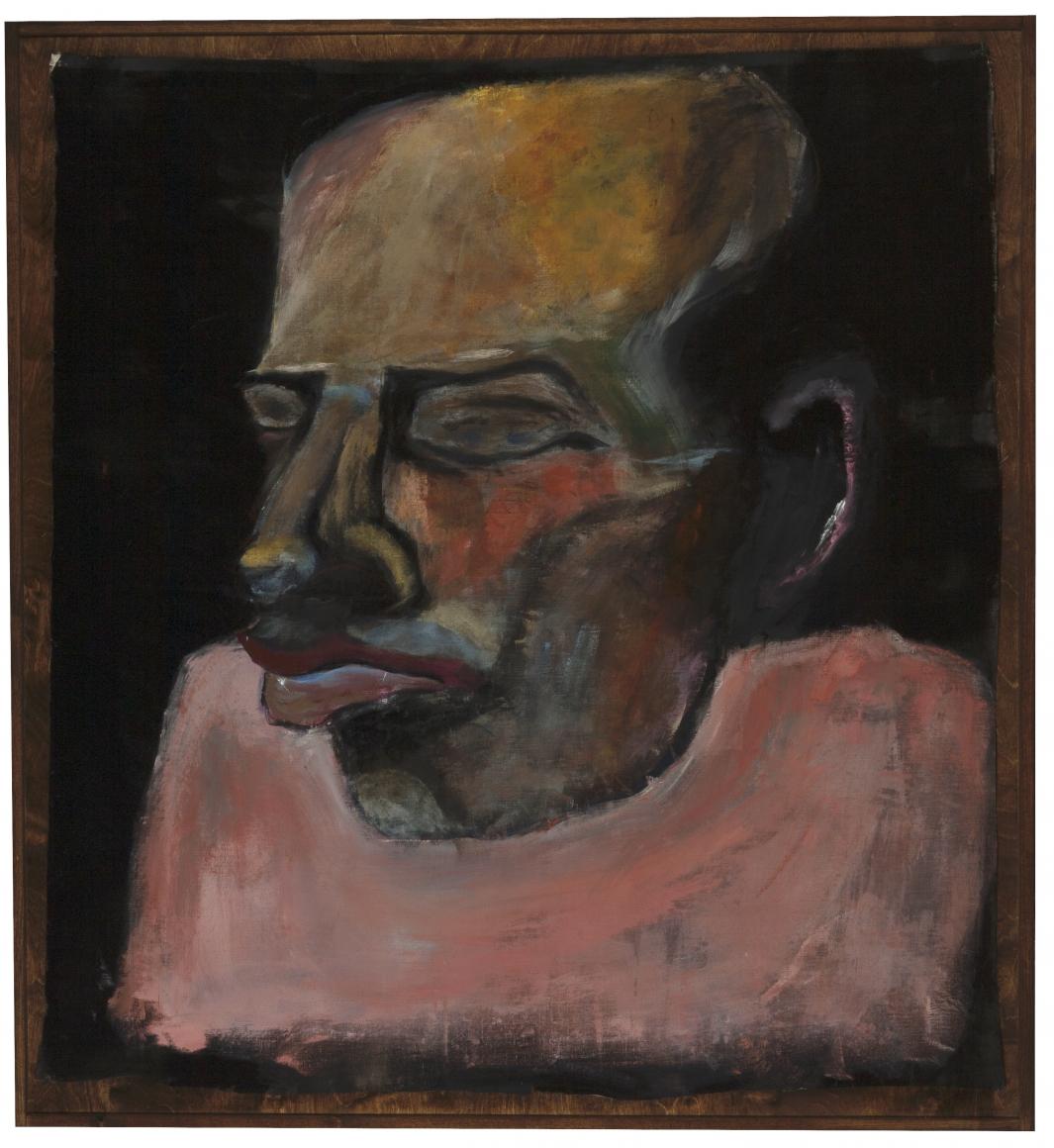 Invented Portraits: Richard, 2020, acrylic and pastel on linen, 57 x 52 1/2 inches