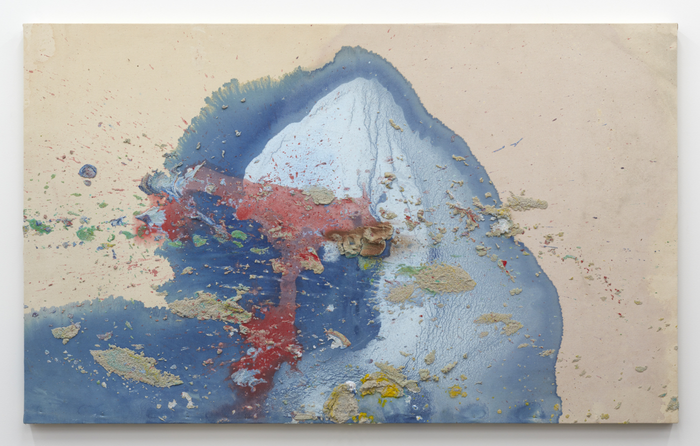 We Should Be Heroes, 2019, acrylic and sand on canvas, 46½ x 76 inches; 118.1 x 193 cm