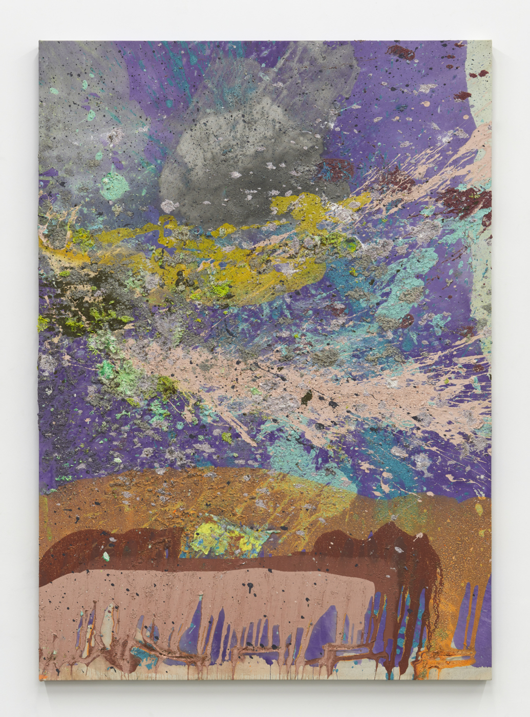 So What, 2020, acrylic, pumice, dirt and leaves on canvas, 89 x 63¼ inches; 226.1 x 160.7 cm