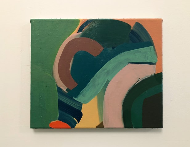 Enables Connection , 2018, acrylic on linen, 10 × 12 inches; 25.5 × 30.5 cm