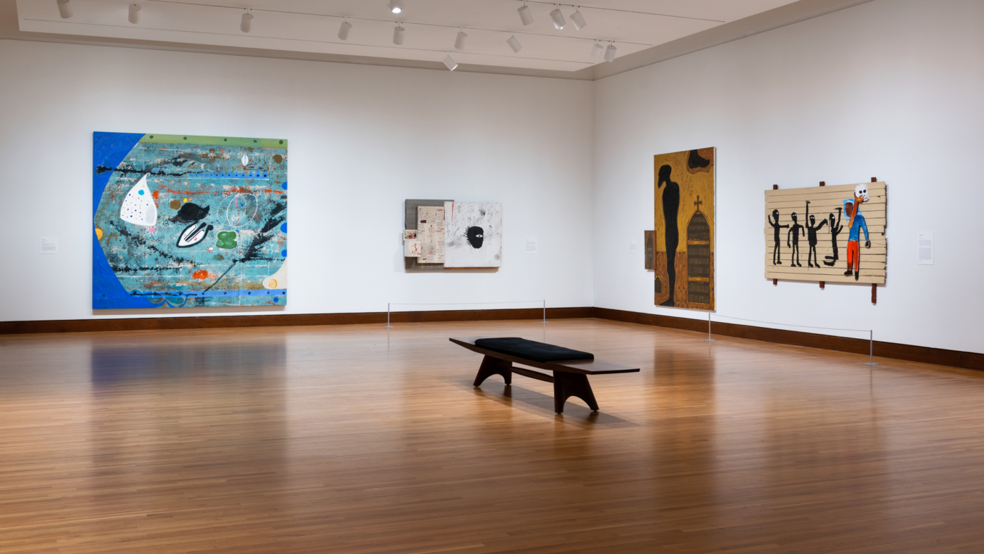 Jean-Michel Basquiat and Ouattara Watts: A Distant Conversation, installation view, Currier Museum of Art, Manchester, New Hampshire, October 25, 2024–February 23, 2025. Photographer Morgan Karanasios
