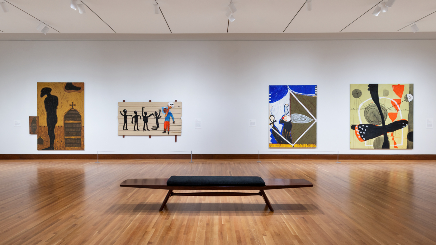 Jean-Michel Basquiat and Ouattara Watts: A Distant Conversation, installation view, Currier Museum of Art, Manchester, New Hampshire, October 25, 2024–February 23, 2025. Photographer Morgan Karanasios