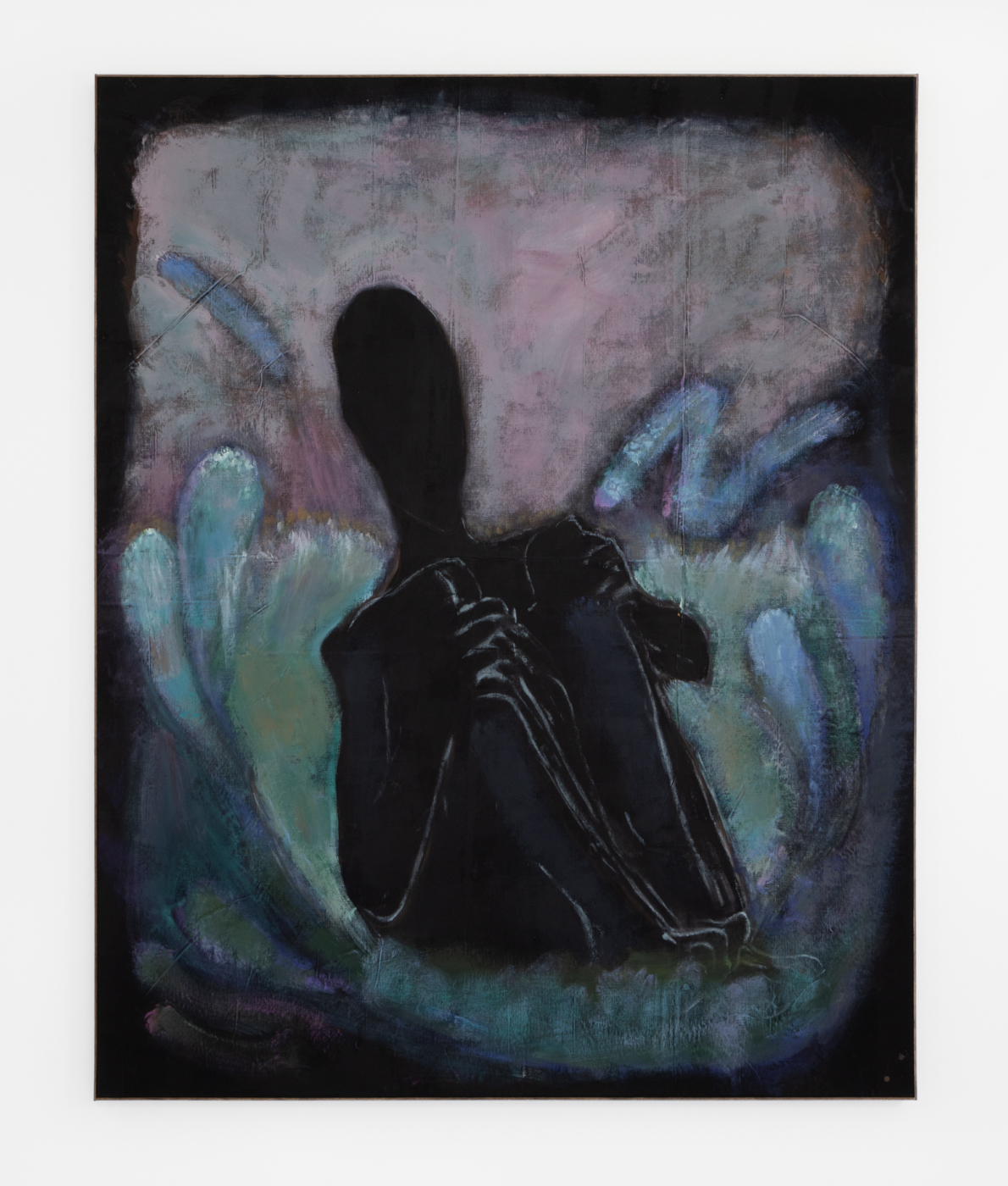Cannonball: NFJ, 2020, acrylic and pastel on linen, 82 1/2 x 65 1/2 inches; 209.6 x 166.4 cm