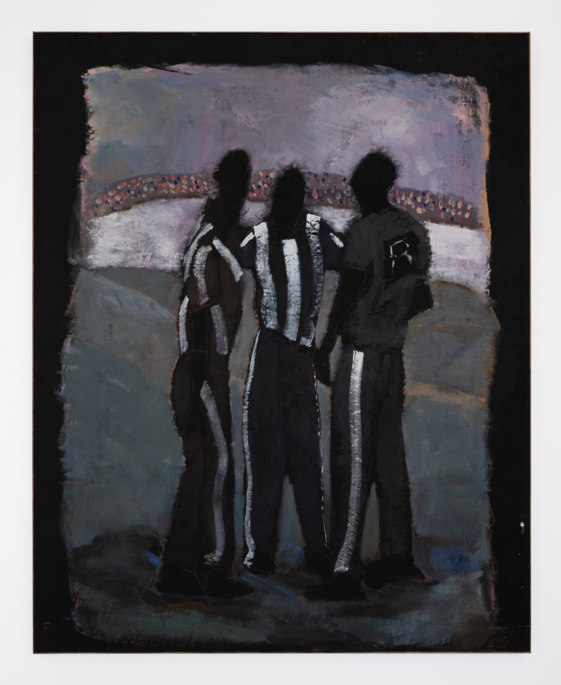 Referees: And Then There Were Three, 2020, acrylic and pastel on linen, 96 x 78 inches; 243.8 x 198.1 cm, 96 1/2 x 78 1/2 inches; 245.1 x 199.4 cm (framed)