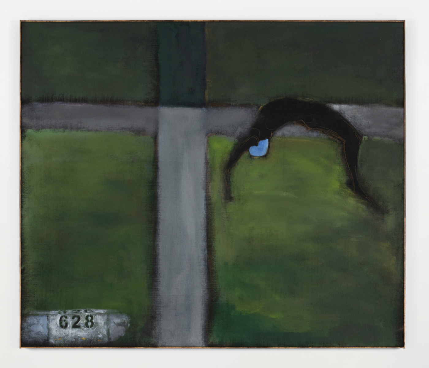 Tumbler, 2021, acrylic and pastel on linen, 71 1/4 x 83 1/4 inches; 181 x 211.5 cm