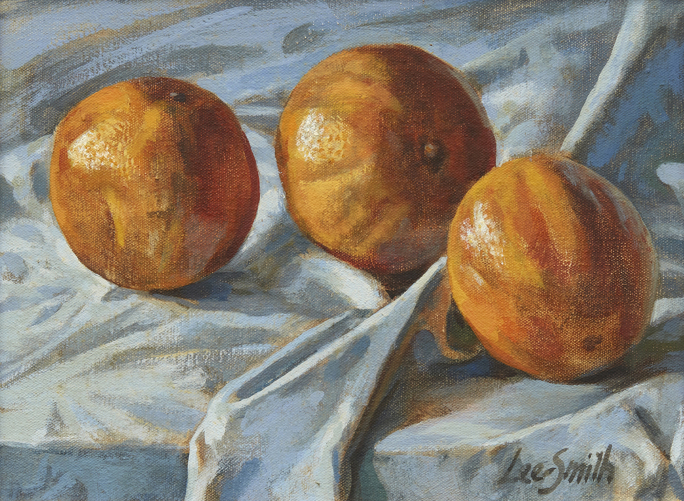 Untitled (Still Life With Oranges), 1975, oil on canvas, 9 x 12 inches; 22.9 x 30.5 cm
