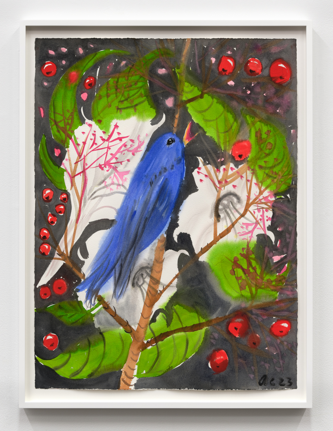 Blue Singing Finch (Night Song), 2023, 2023. Watercolor on Arches paper, 140lb, 29¾ x 22¼ in. (75.56 x 56.52 cm)