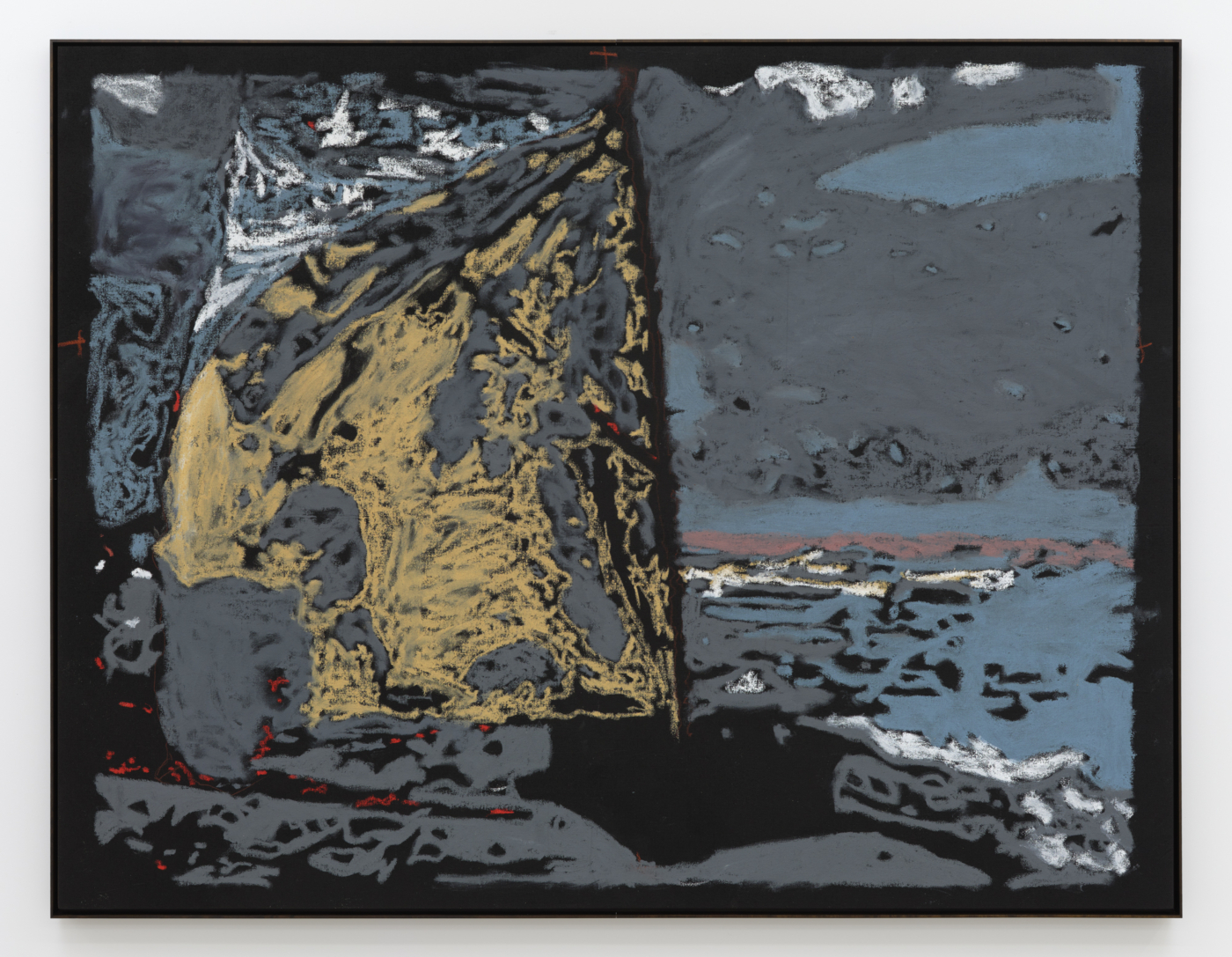 Sloop: Refuge, 2022. Soft pastel on linen, 49 3/4 x 60 1/2 in. (126.36 x 153.67 cm)