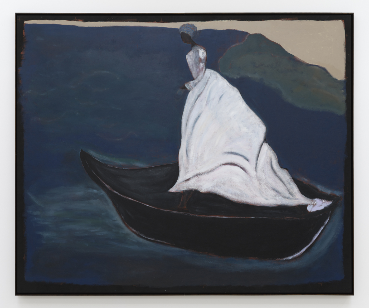Sloop: Eldaz Crossing, 2022. Acrylic and pastel on canvas, 108⅞ x 131 in. (276.56 x 332.74 cm)