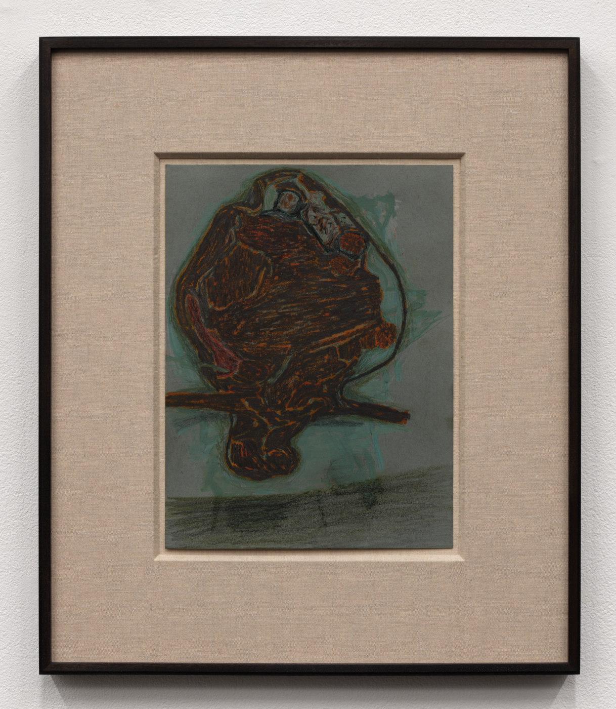 Prehistory 3, 2020. Graphite, crayon, gouache, charcoal, colored pencil, and ink on paper, 12 x 9 in. (30.48 x 22.86 cm), 19 7/8 x 16 7/8 in. (50.48 x 42.86 cm) framed